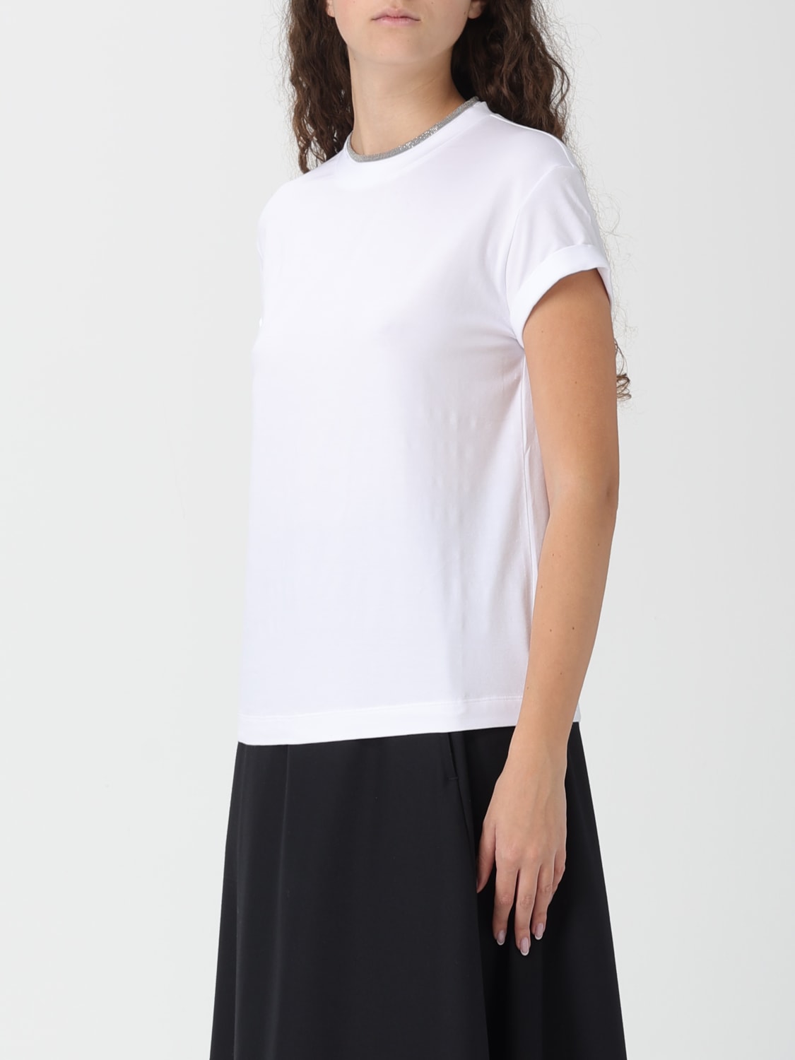 BRUNELLO CUCINELLI T恤: T恤 女士 Brunello Cucinelli, 白色 - Img 4