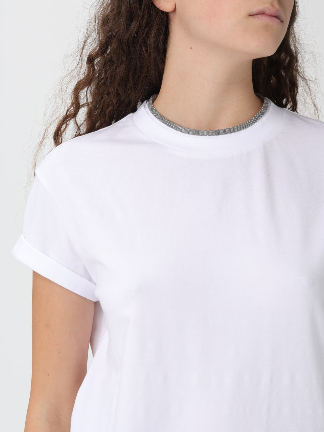 BRUNELLO CUCINELLI T恤: T恤 女士 Brunello Cucinelli, 白色 - Img 5