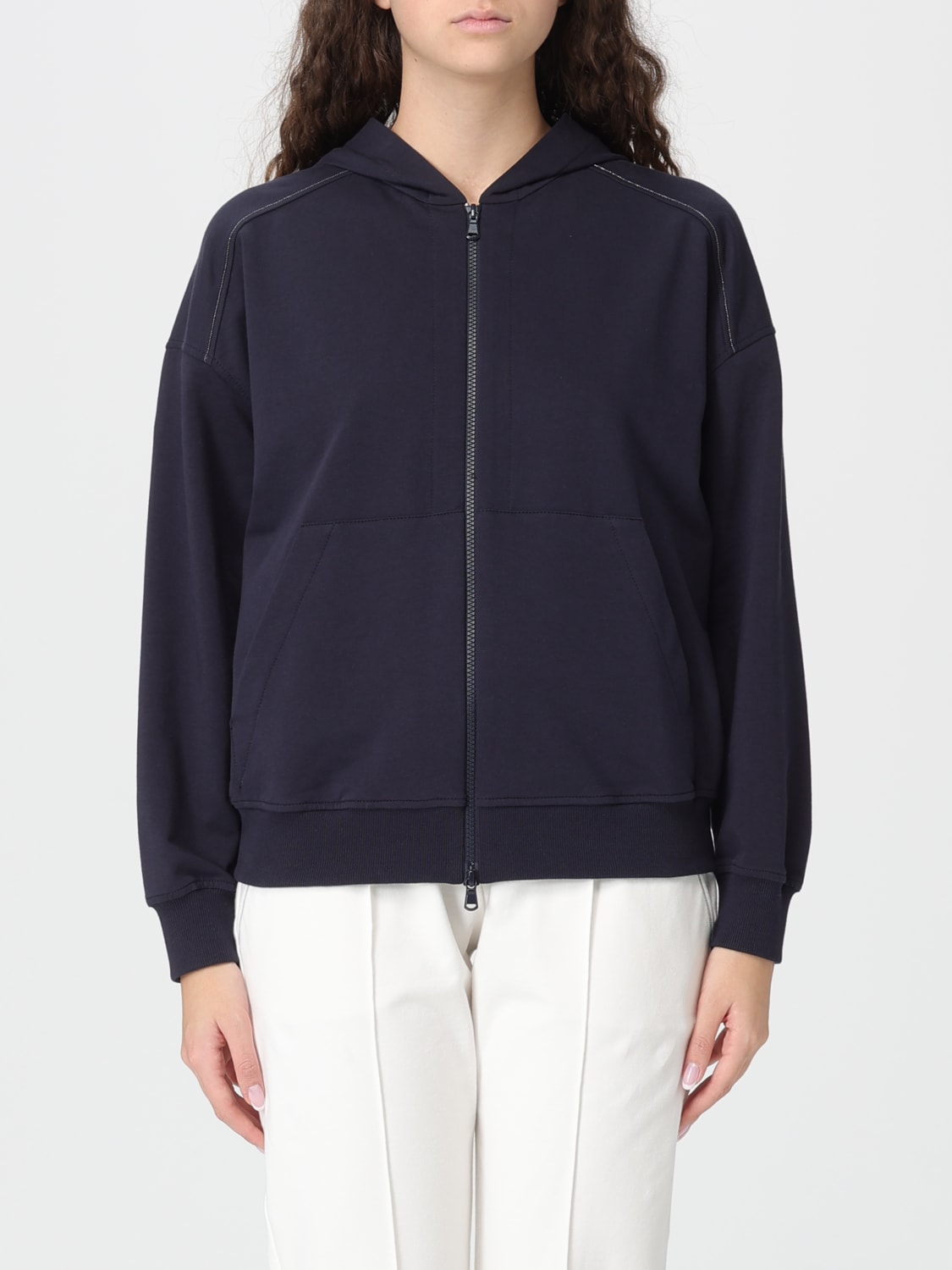 BRUNELLO CUCINELLI SWEAT-SHIRT: Sweat-shirt femme Brunello Cucinelli, Bleu - Img 1