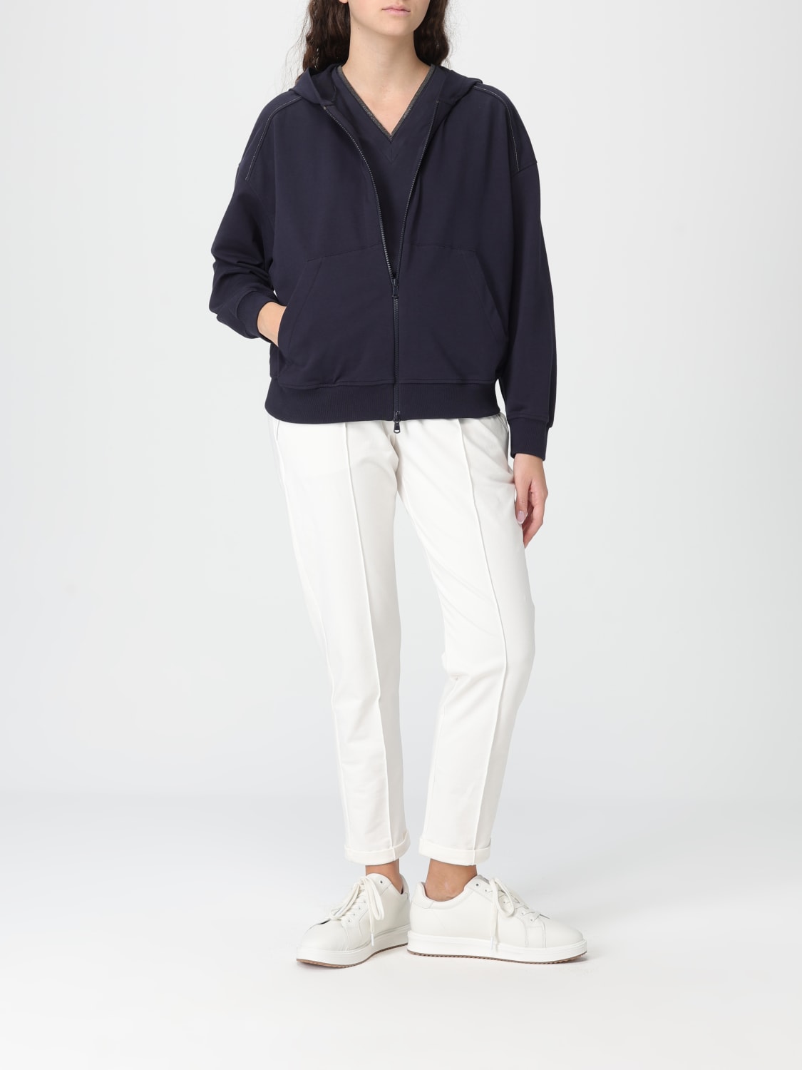 BRUNELLO CUCINELLI SWEAT-SHIRT: Sweat-shirt femme Brunello Cucinelli, Bleu - Img 2