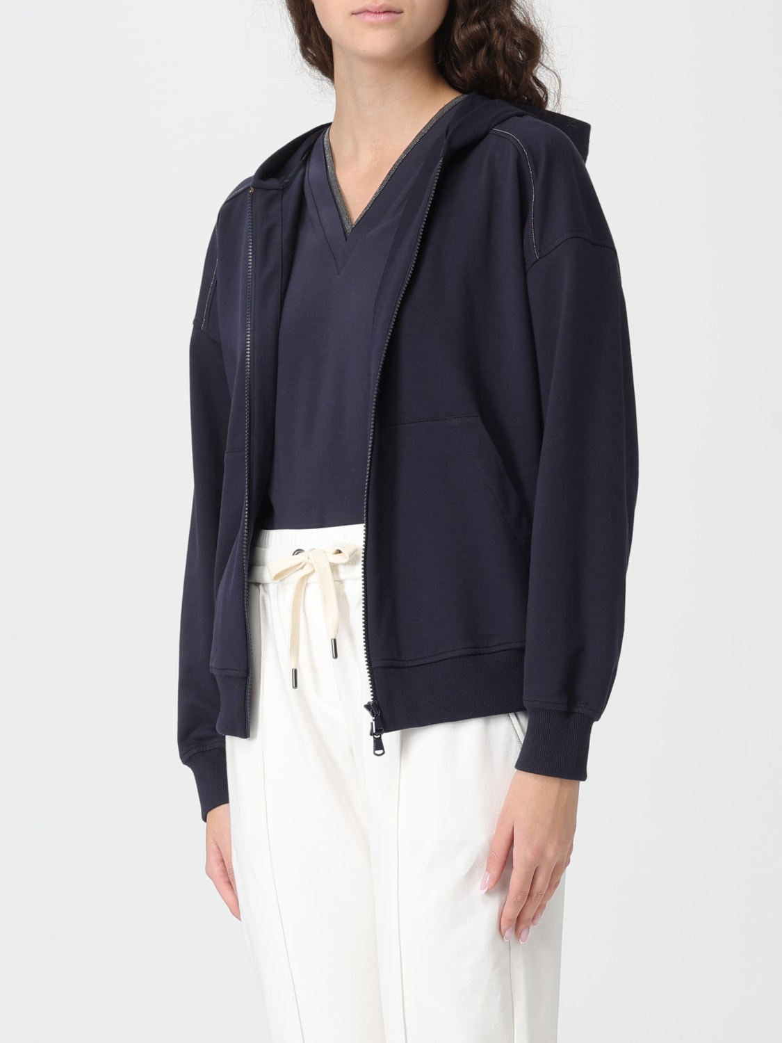 BRUNELLO CUCINELLI SWEAT-SHIRT: Sweat-shirt femme Brunello Cucinelli, Bleu - Img 4