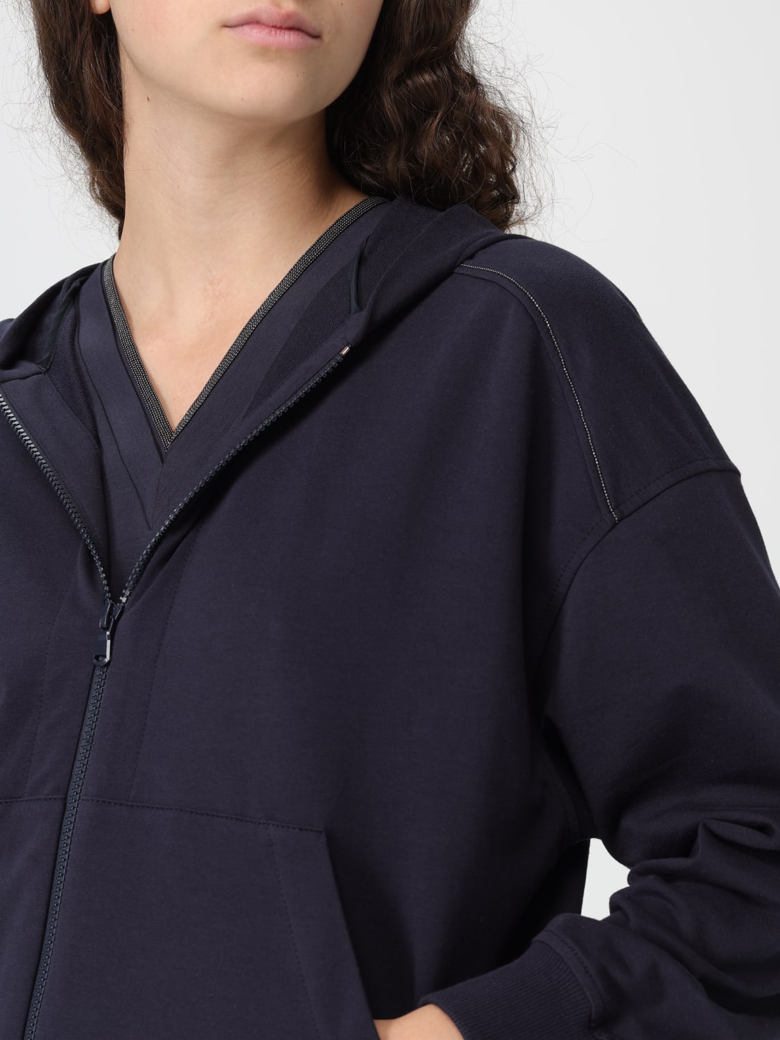 BRUNELLO CUCINELLI SWEAT-SHIRT: Sweat-shirt femme Brunello Cucinelli, Bleu - Img 5