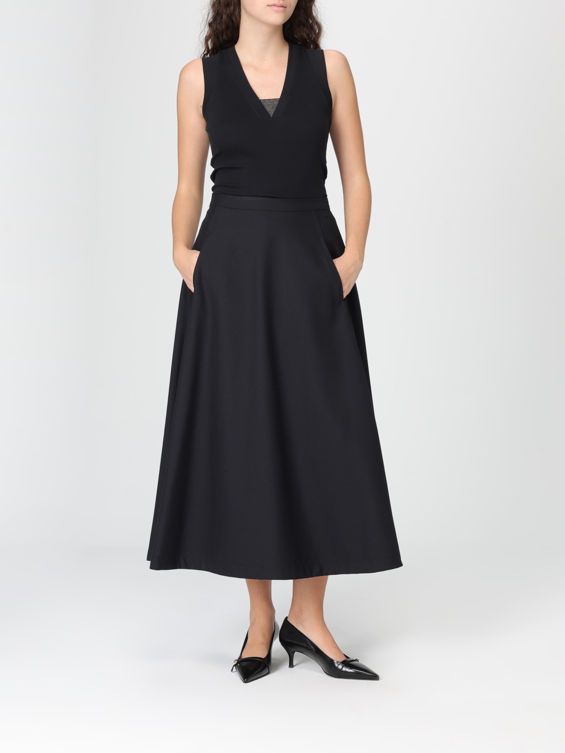 BRUNELLO CUCINELLI TOP: Top in misto seta con monile Brunello Cucinelli, Nero - Img 2