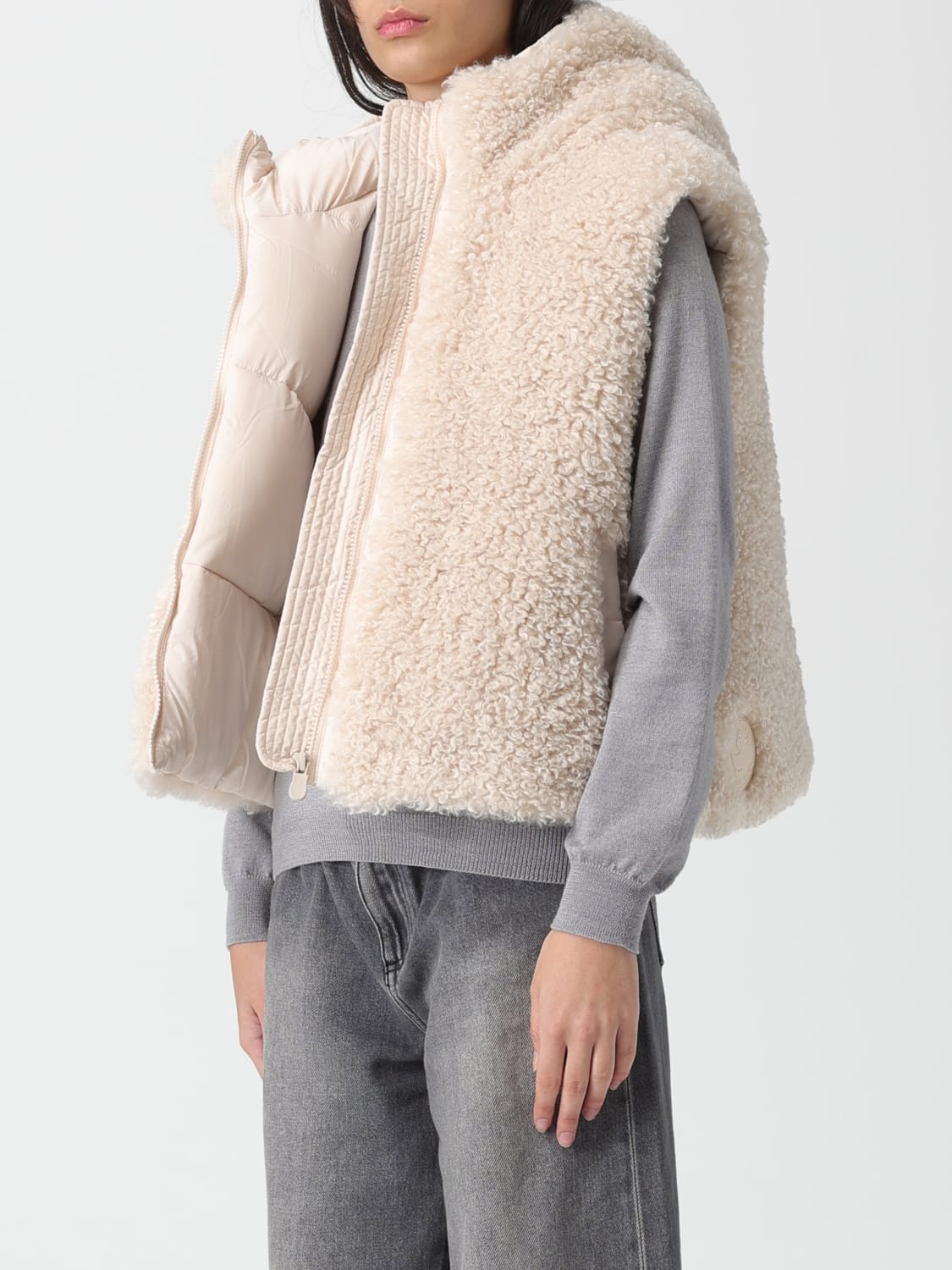 SAVE THE DUCK 皮草: 大衣 女士 Save The Duck, 米色 - Img 3