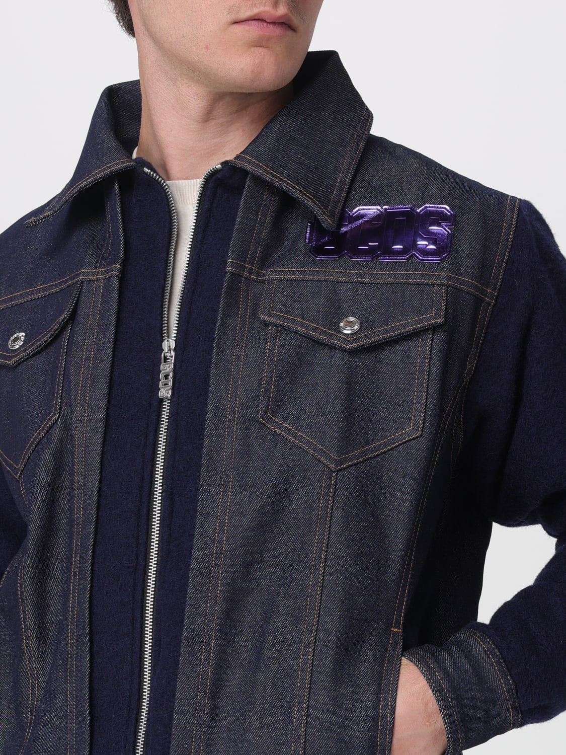 GCDS JACKET: Coat men GCDS, Blue - Img 4