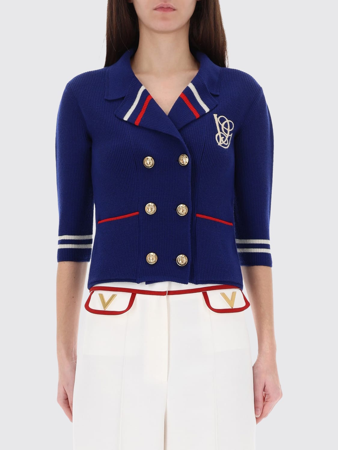VALENTINO SWEATER: Blazer woman Valentino, Blue - Img 1
