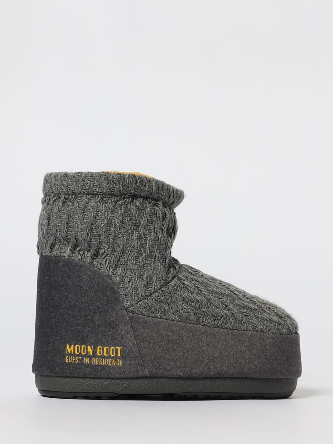 MOON BOOT STIVALI: Stivaletto Icon Low Guest In Residence x Moon Boot in maglia intrecciata e camoscio , Grigio - Img 1