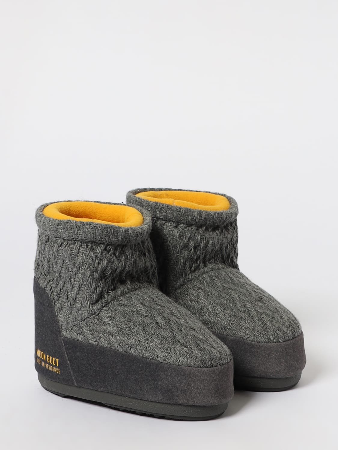 MOON BOOT STIVALI: Stivaletto Icon Low Guest In Residence x Moon Boot in maglia intrecciata e camoscio , Grigio - Img 2