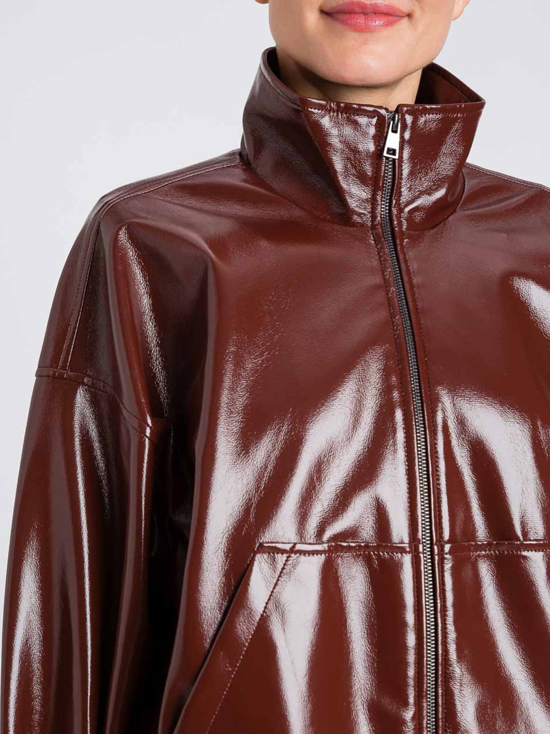 TWINSET ACTITUDE GIACCA: Giacca in vernice Twinset Actitude, Marrone - Img 4