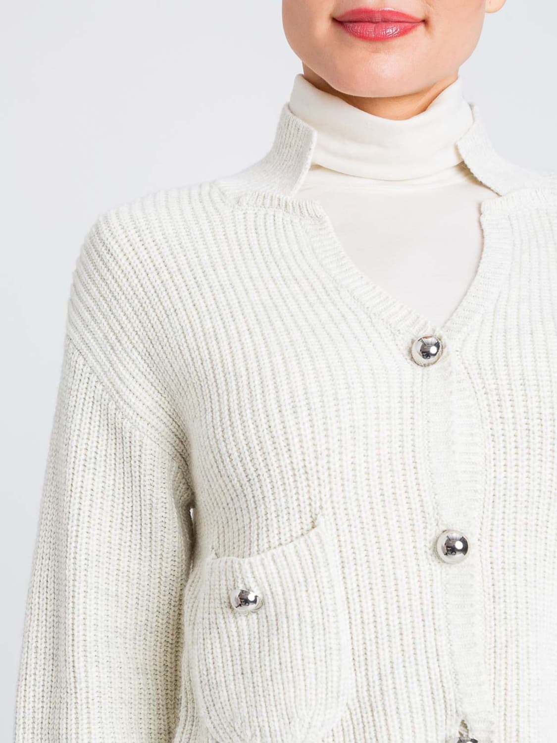 TWINSET ACTITUDE 毛衣: 外套 女士 Twinset Actitude, 珍珠色 - Img 4