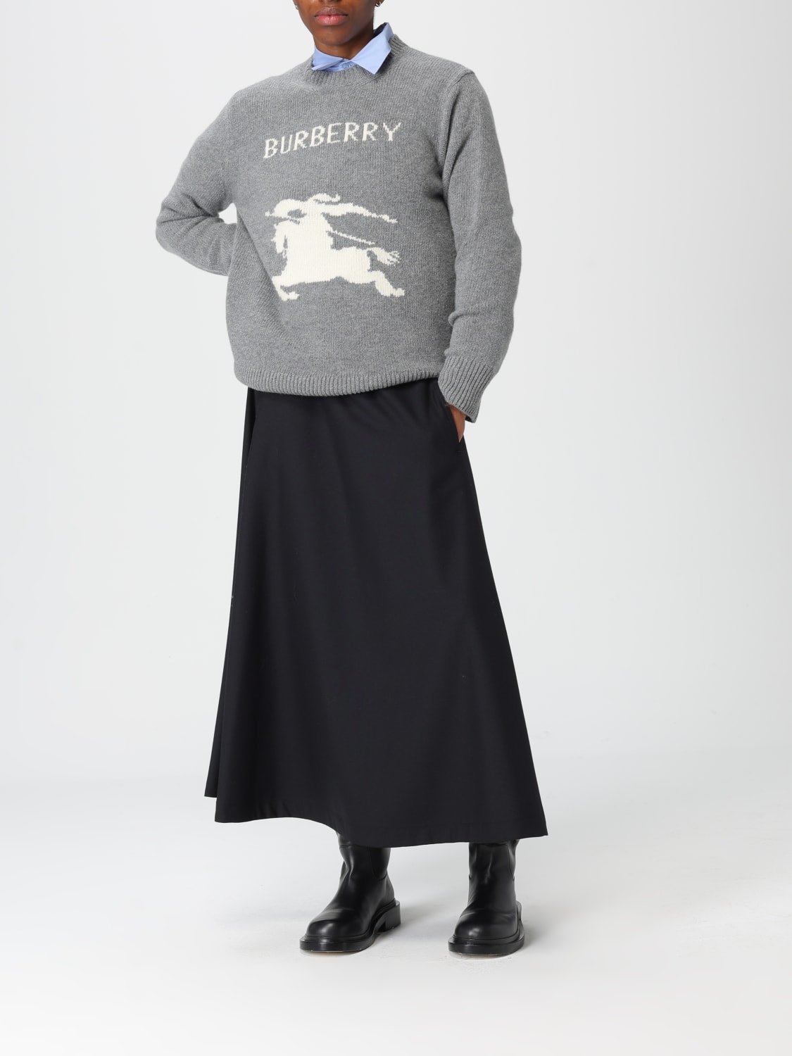 BURBERRY SWEATER: Sweater woman Burberry, Grey - Img 2