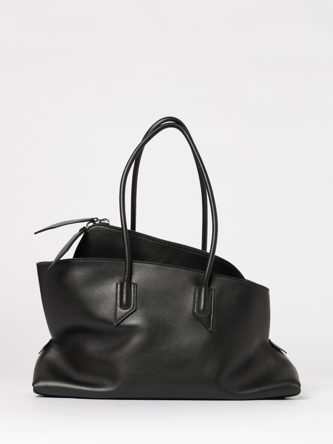 THE ATTICO BORSA A SPALLA: Borsa La Passeggiata Medium The Attico in pelle , Nero - Img 1