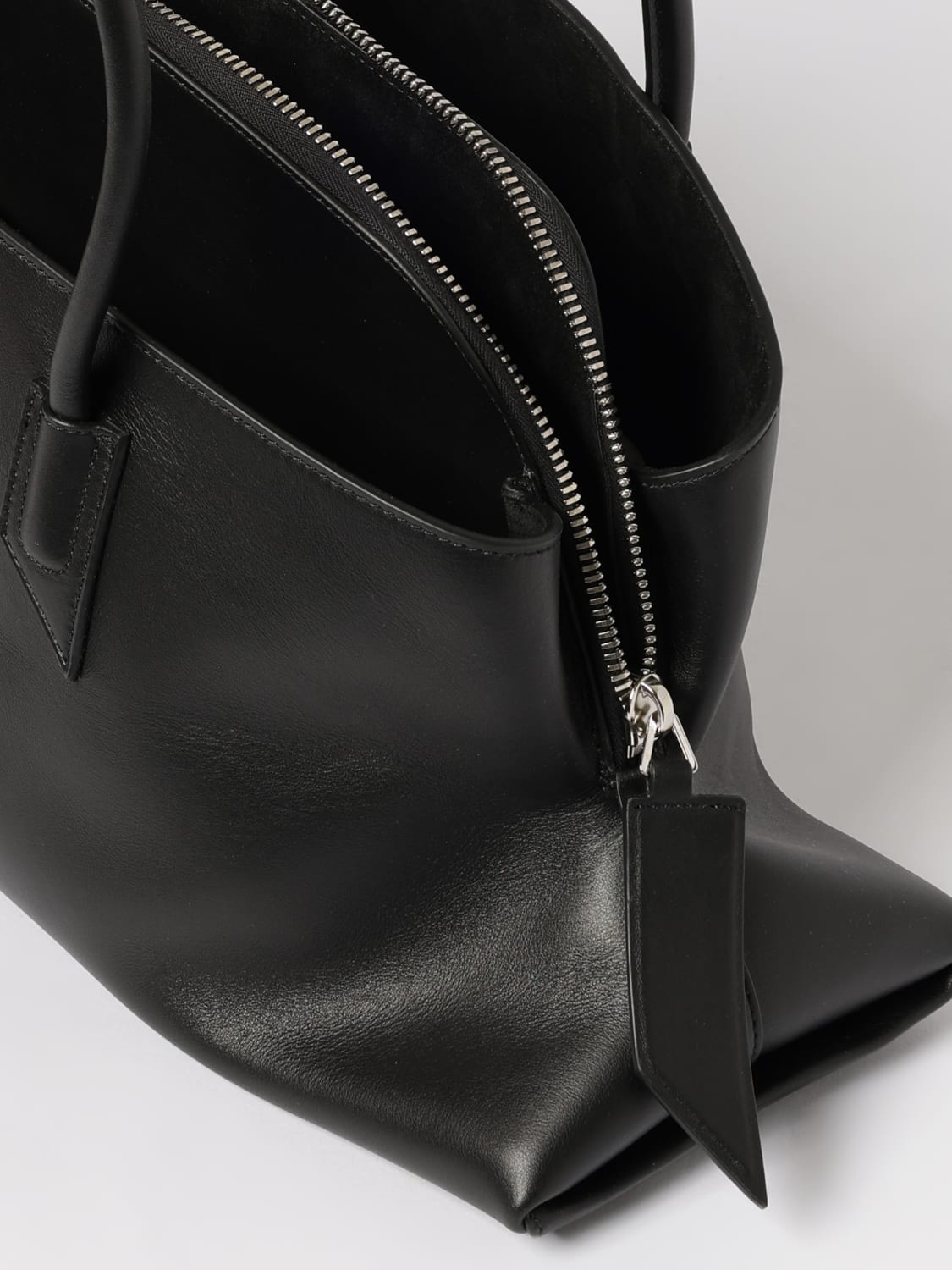 THE ATTICO BORSA A SPALLA: Borsa La Passeggiata Medium The Attico in pelle , Nero - Img 3