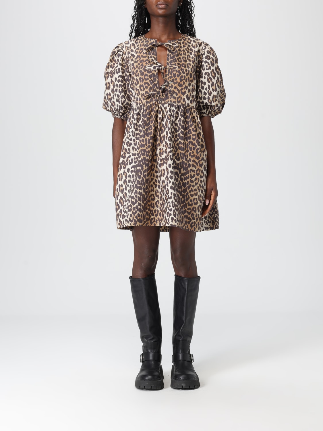 GANNI ROBE: Robe femme Ganni, Marron - Img 1