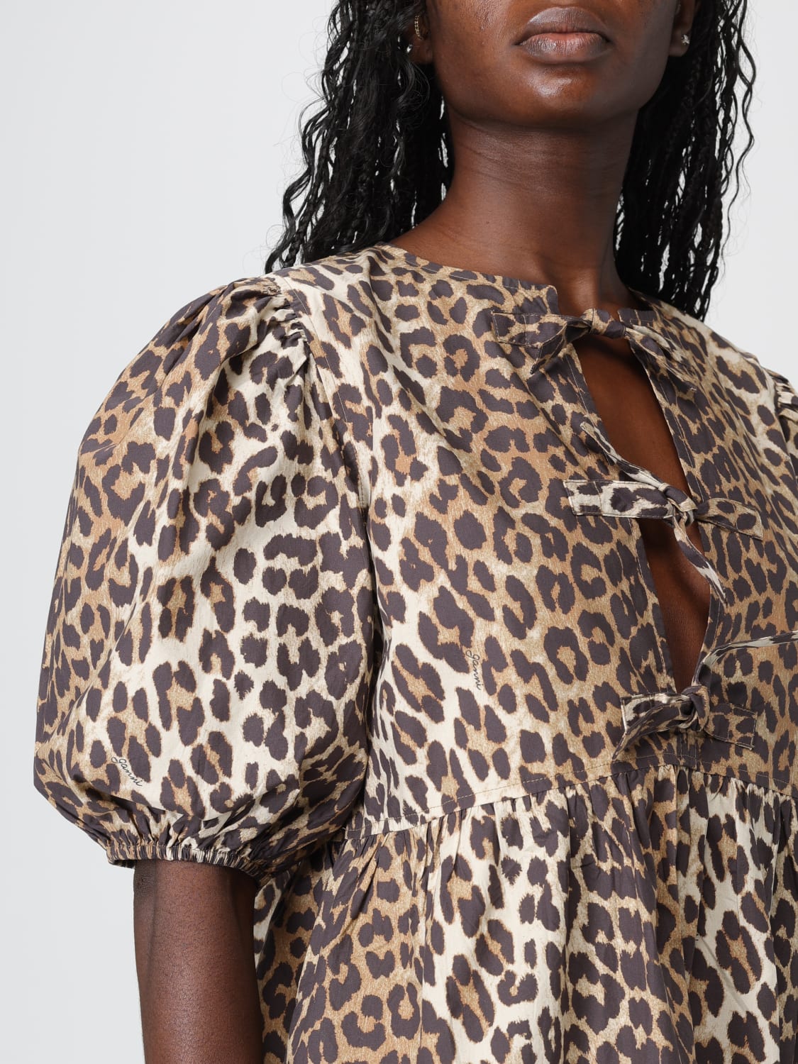 GANNI ROBE: Robe femme Ganni, Marron - Img 3