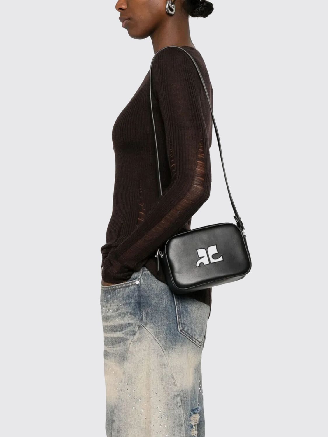 COURRÈGES BANDOLERA: Bolso de hombro mujer CourrÈges, Negro - Img 2