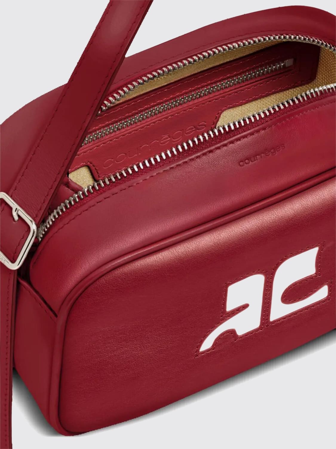 COURRÈGES UMHÄNGETASCHE: Schultertasche damen CourrÈges, Rot - Img 4