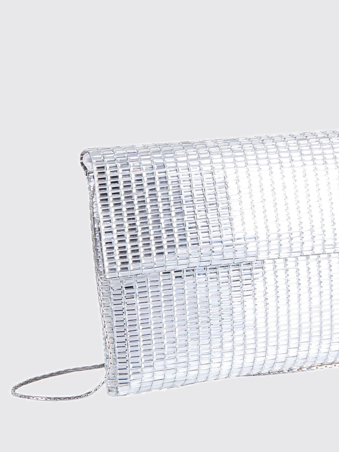 TWENTY FOURHAITCH BORSA MINI: Clutch Vega Pixel Twenty Fourhaitch in baguette di stras, Argento - Img 3