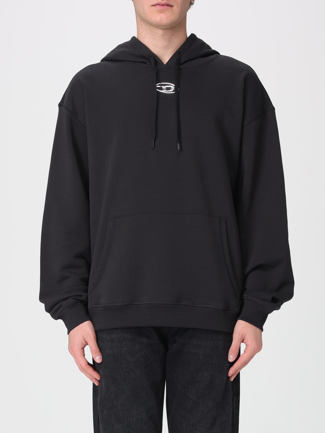 DIESEL FELPA: Felpa con cappuccio Oval D s-norm-hood-iod Diesel, Nero - Img 1