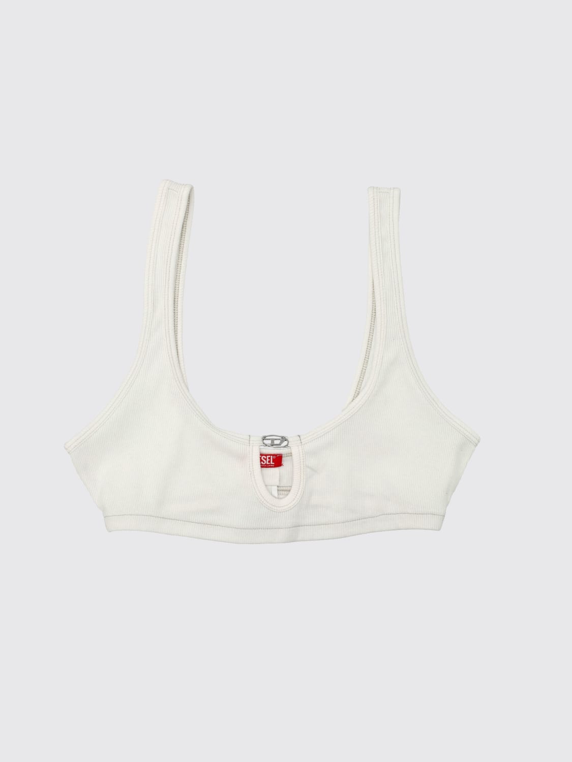 DIESEL INTIMO: Reggiseno in cotone con logo florence-dnm Diesel, Bianco - Img 1