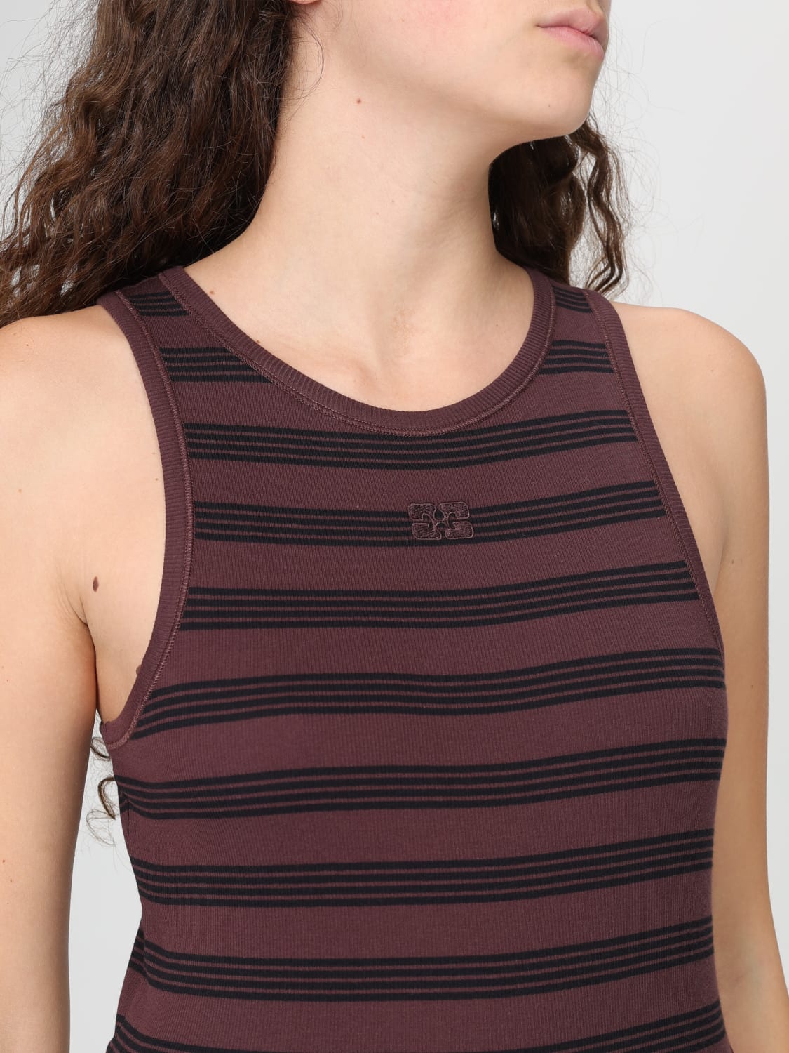 GANNI TOP: Top woman Ganni, Brown - Img 3