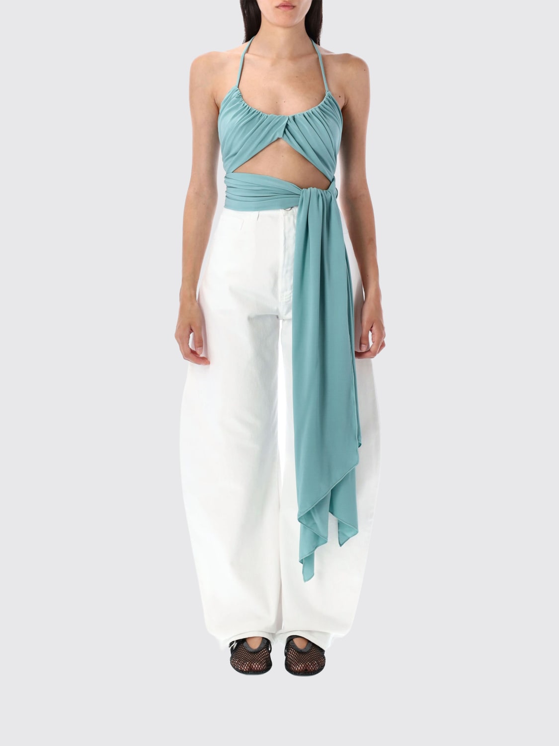 ALAÏA TOP: Top woman AlaÏa, Turquoise - Img 1