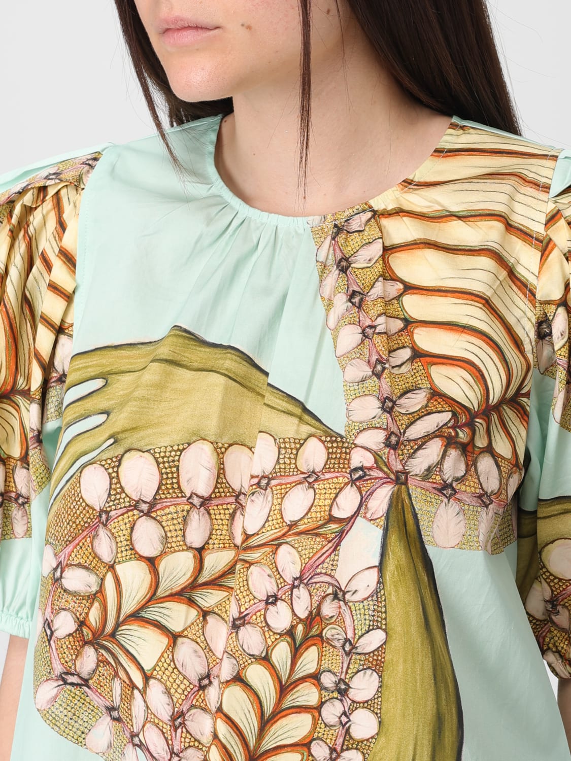 ULLA JOHNSON TOP: Blusa stampata Ravena Ulla Johnson in raso, Fantasia - Img 3