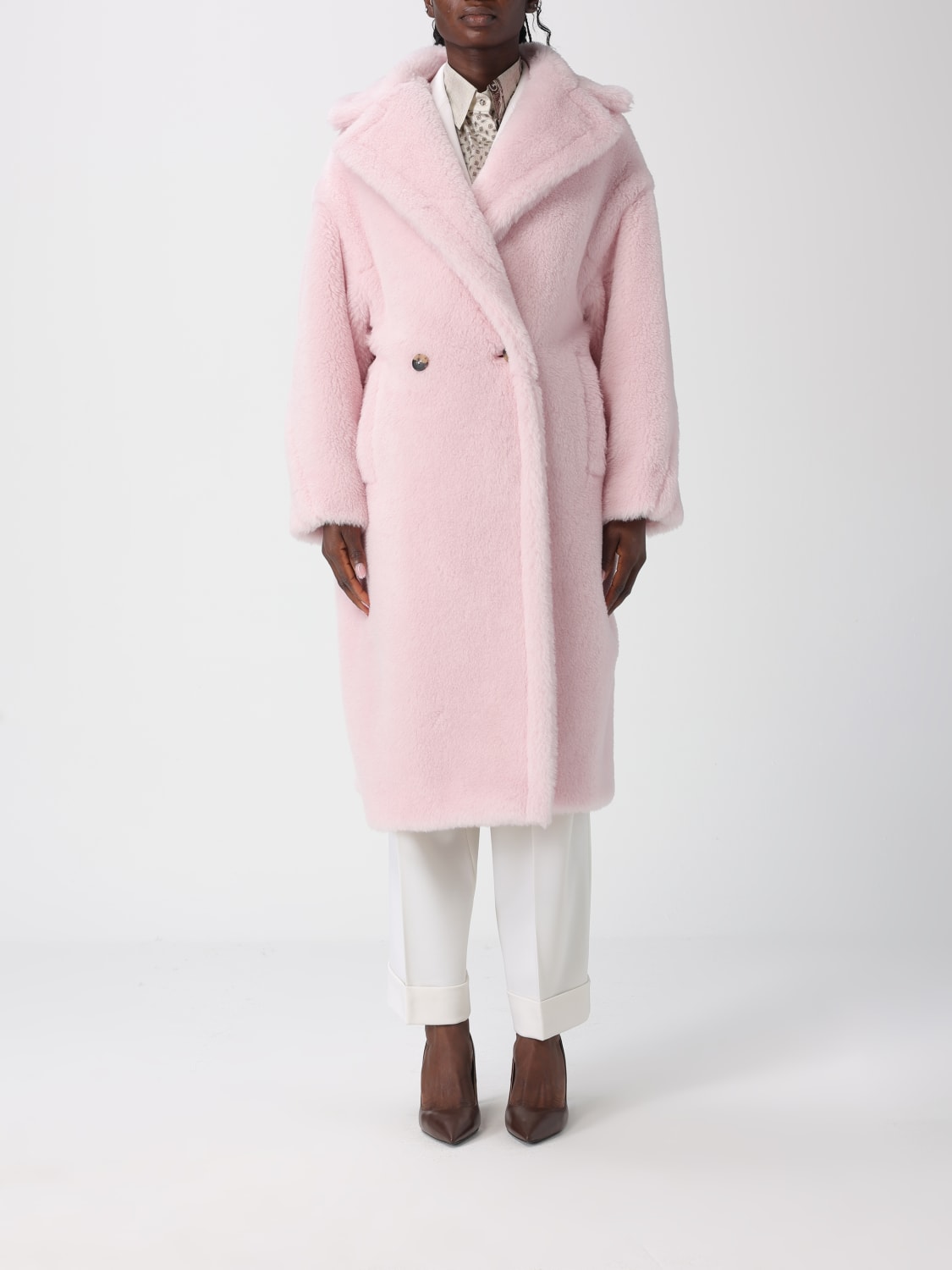 MAX MARA ABRIGO DE PIEL: Americana mujer Max Mara, Rosa - Img 1