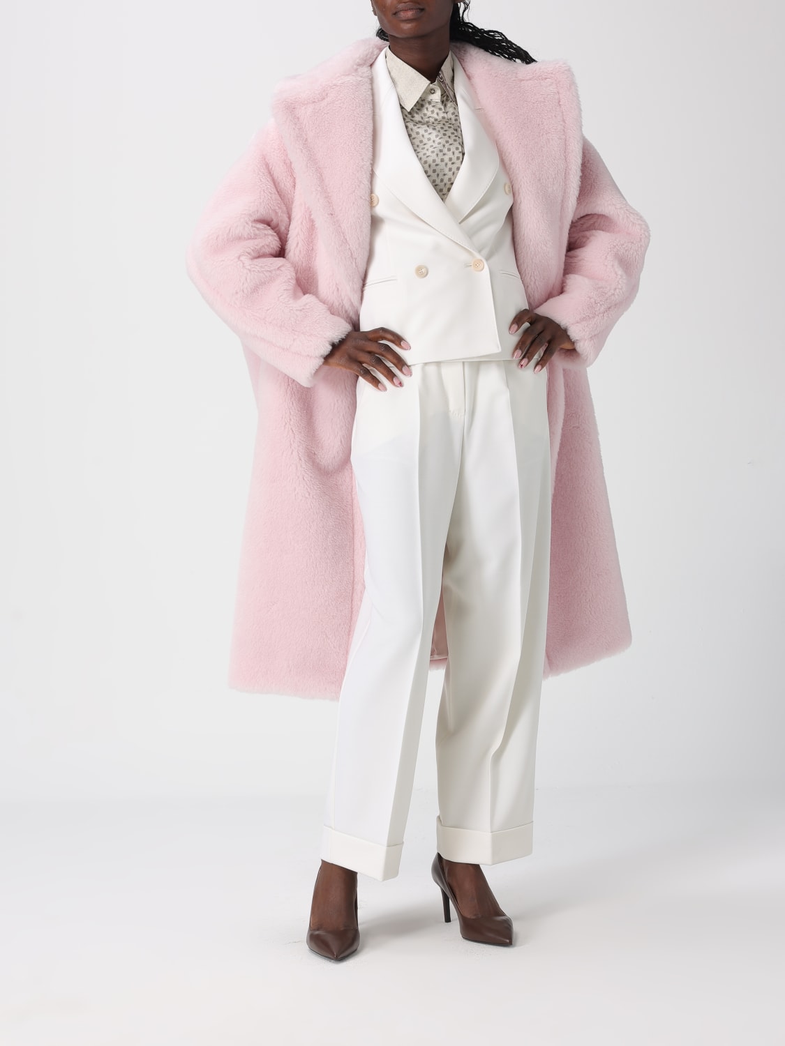 MAX MARA ABRIGO DE PIEL: Americana mujer Max Mara, Rosa - Img 2