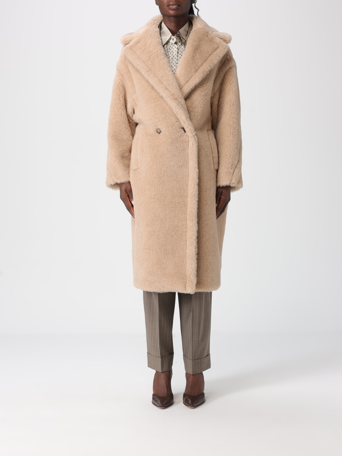 MAX MARA PELLICCIA: Cappotto teddy Max Mara in pelliccia , Beige - Img 1
