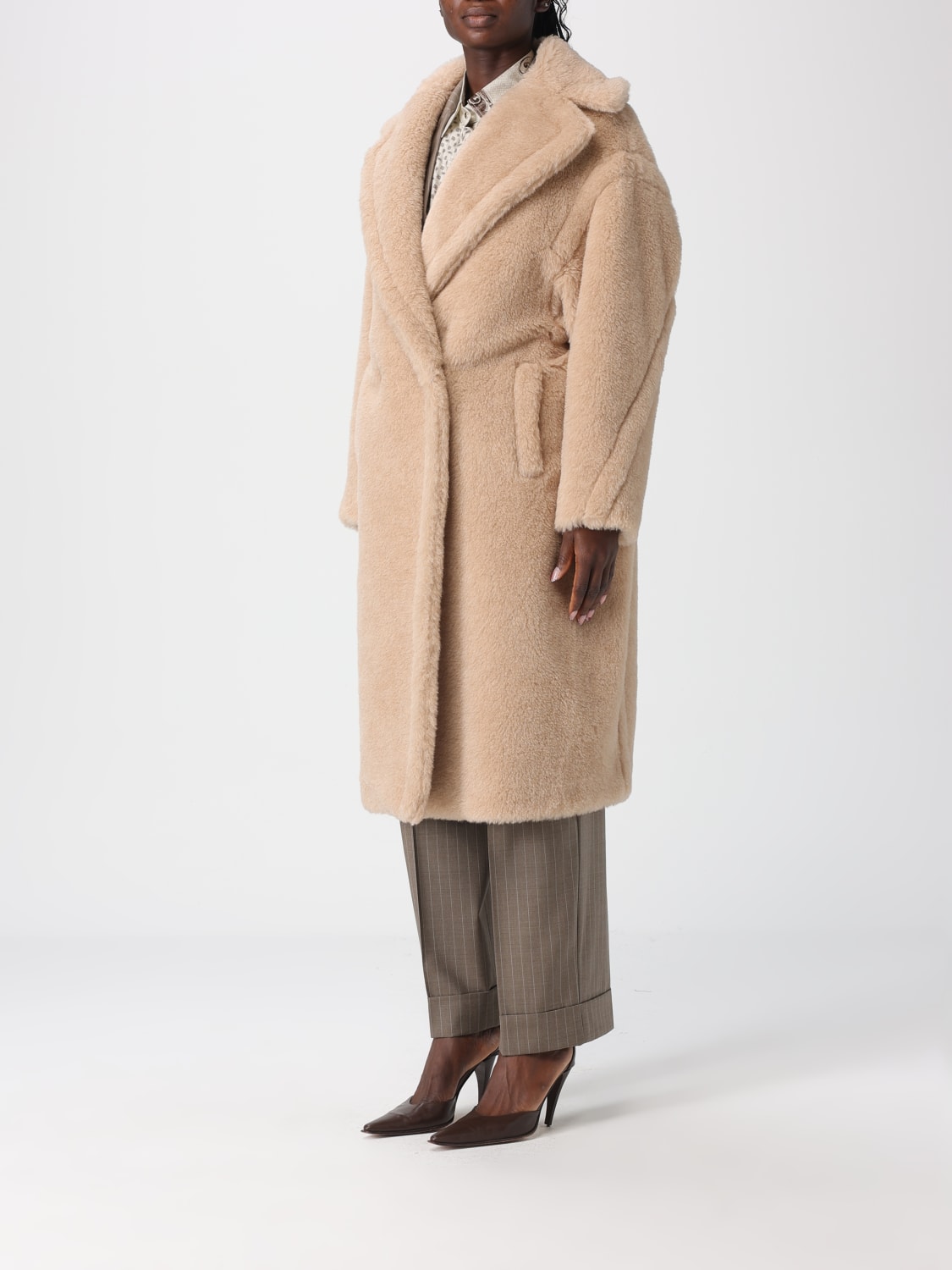 MAX MARA PELLICCIA: Cappotto teddy Max Mara in pelliccia , Beige - Img 4