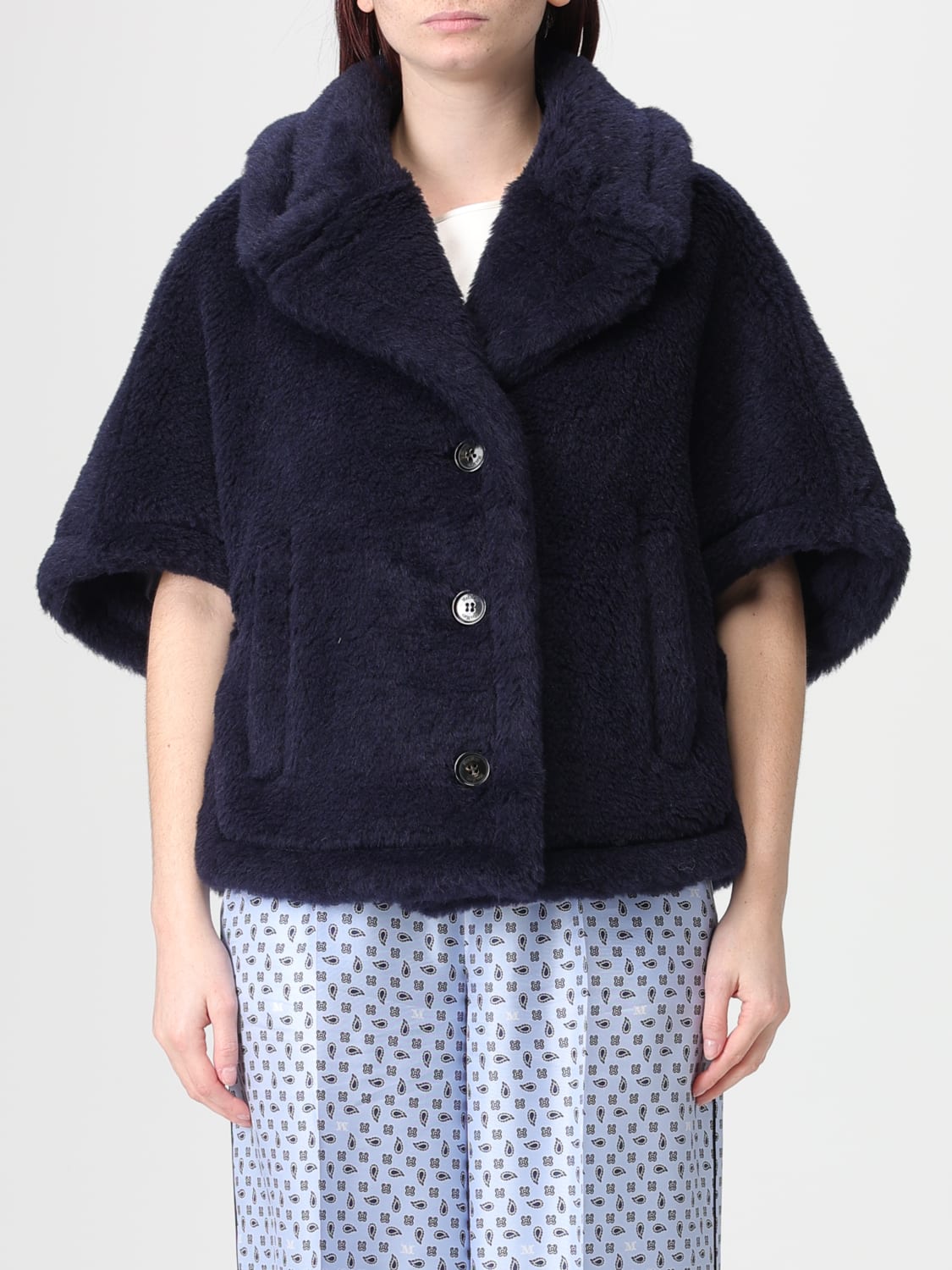 MAX MARA PELLICCIA: Cappotto teddy Max Mara in pelliccia , Blue - Img 1