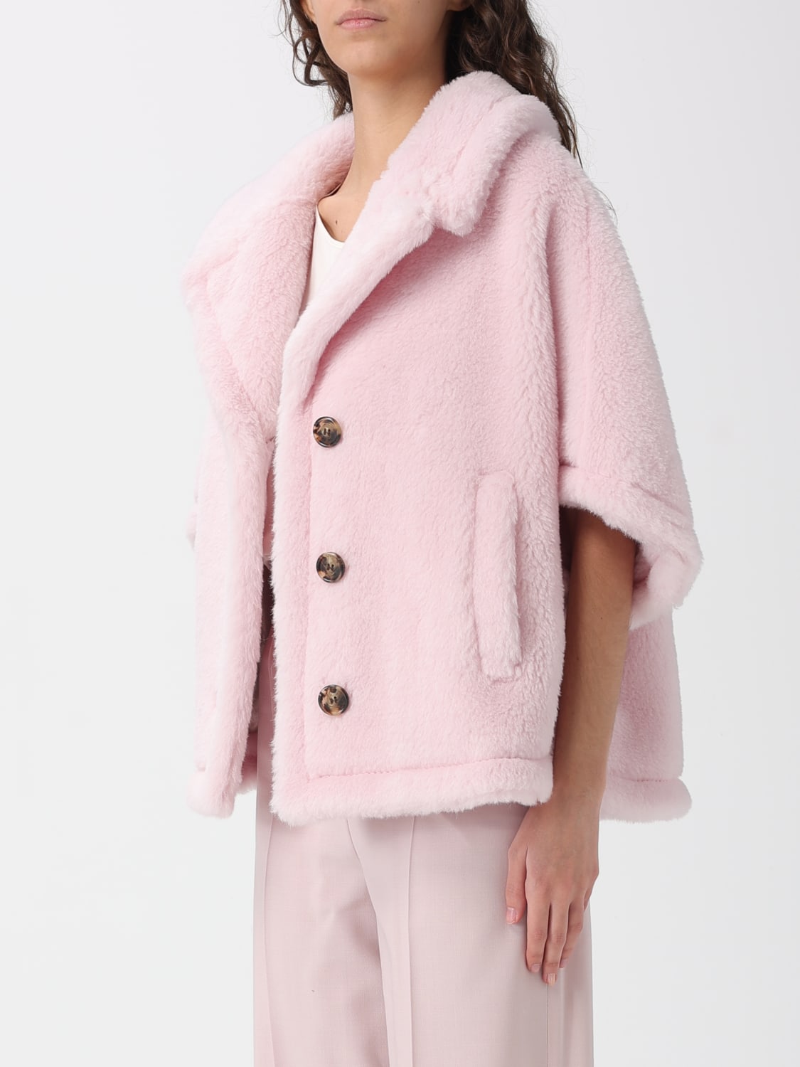 MAX MARA PELLICCIA: Cappotto teddy Max Mara in pelliccia , Rosa - Img 4