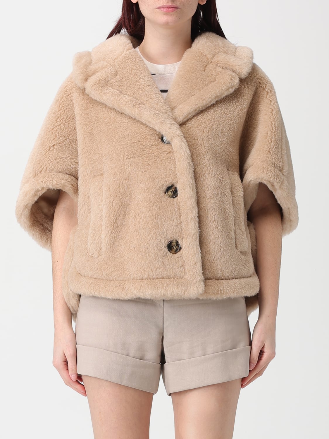 MAX MARA FUR COAT: Jacket woman Max Mara, Sand - Img 1