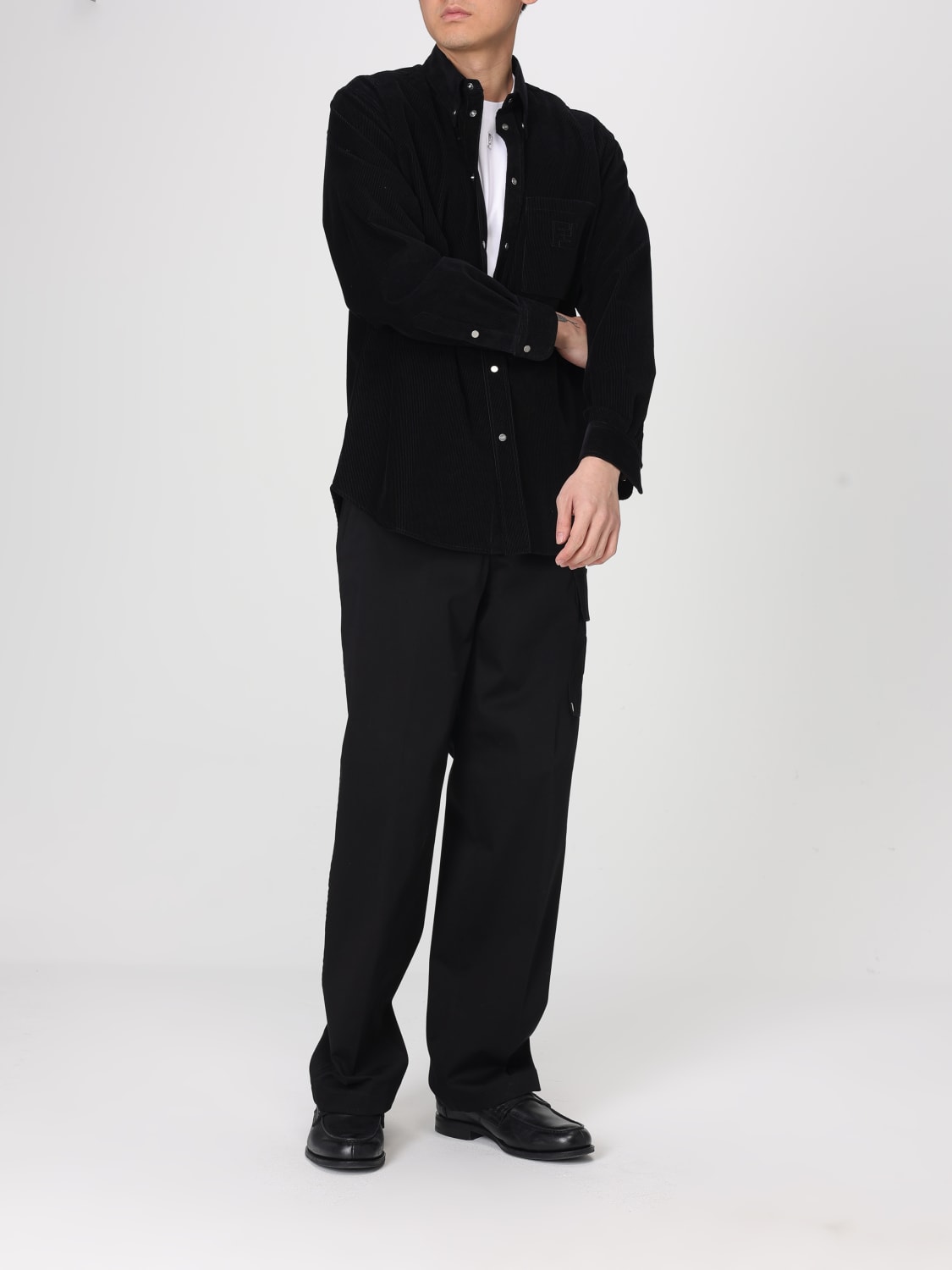 FENDI 衬衫: 衬衫 男士 Fendi, 黑色 - Img 2