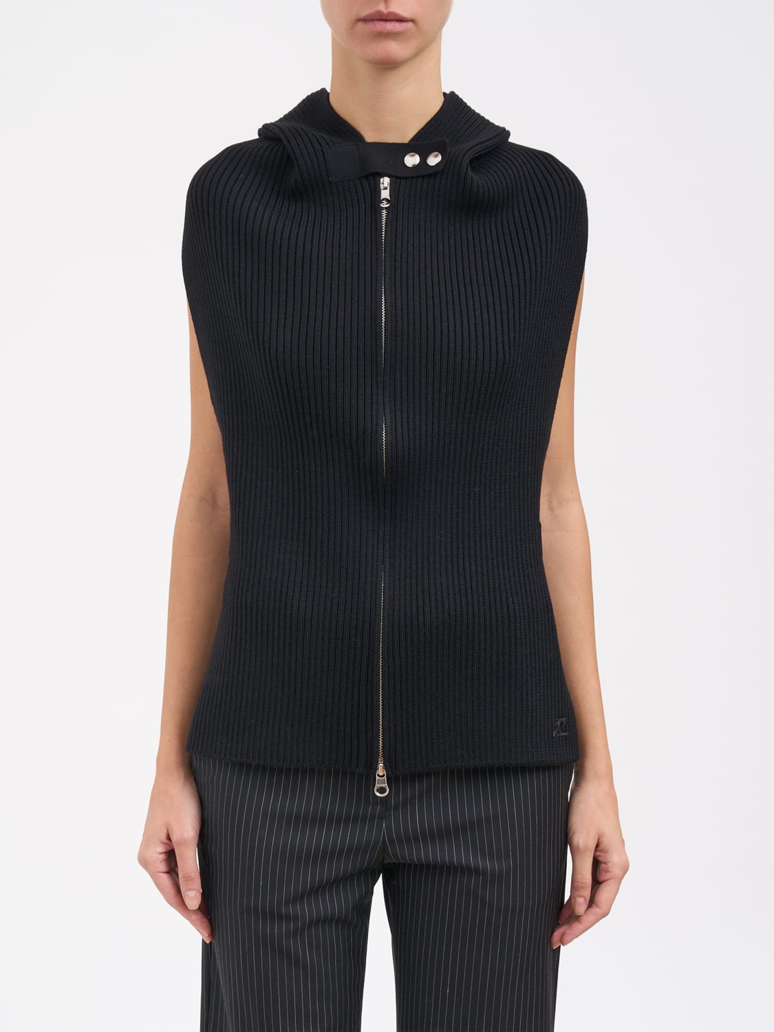 COURRÈGES WAISTCOAT: Sweater woman CourrÈges, Black - Img 1