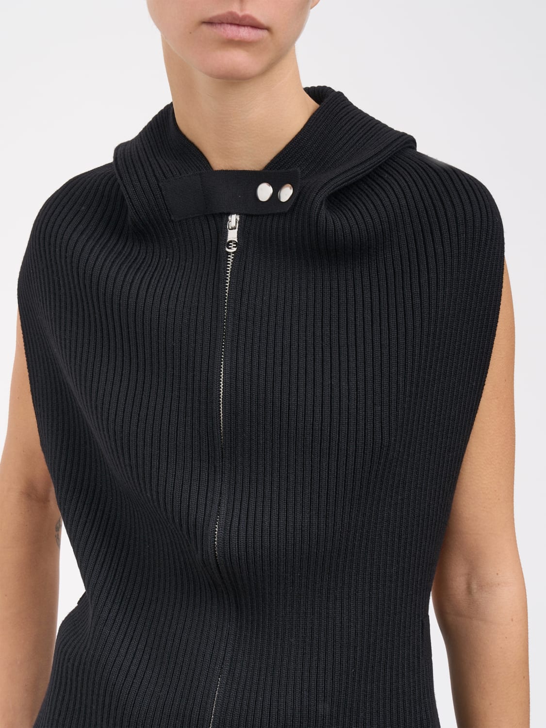 COURRÈGES WAISTCOAT: Sweater woman CourrÈges, Black - Img 5