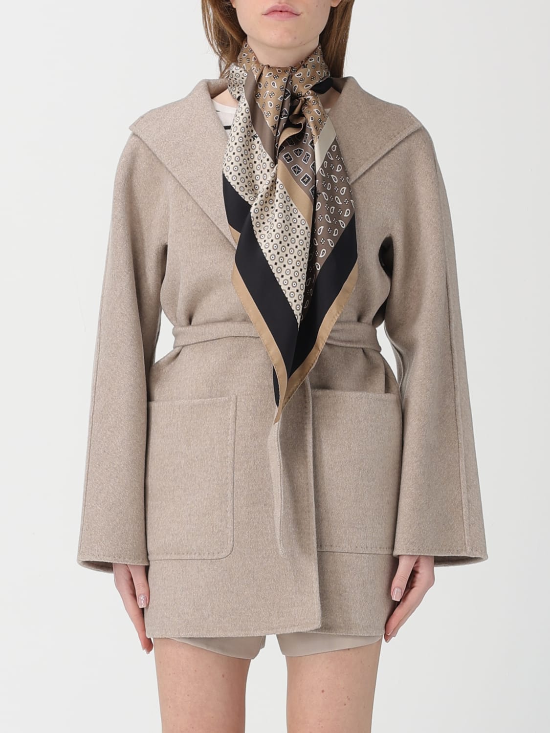 MAX MARA NECK SCARF: Scarf woman Max Mara, Beige - Img 2