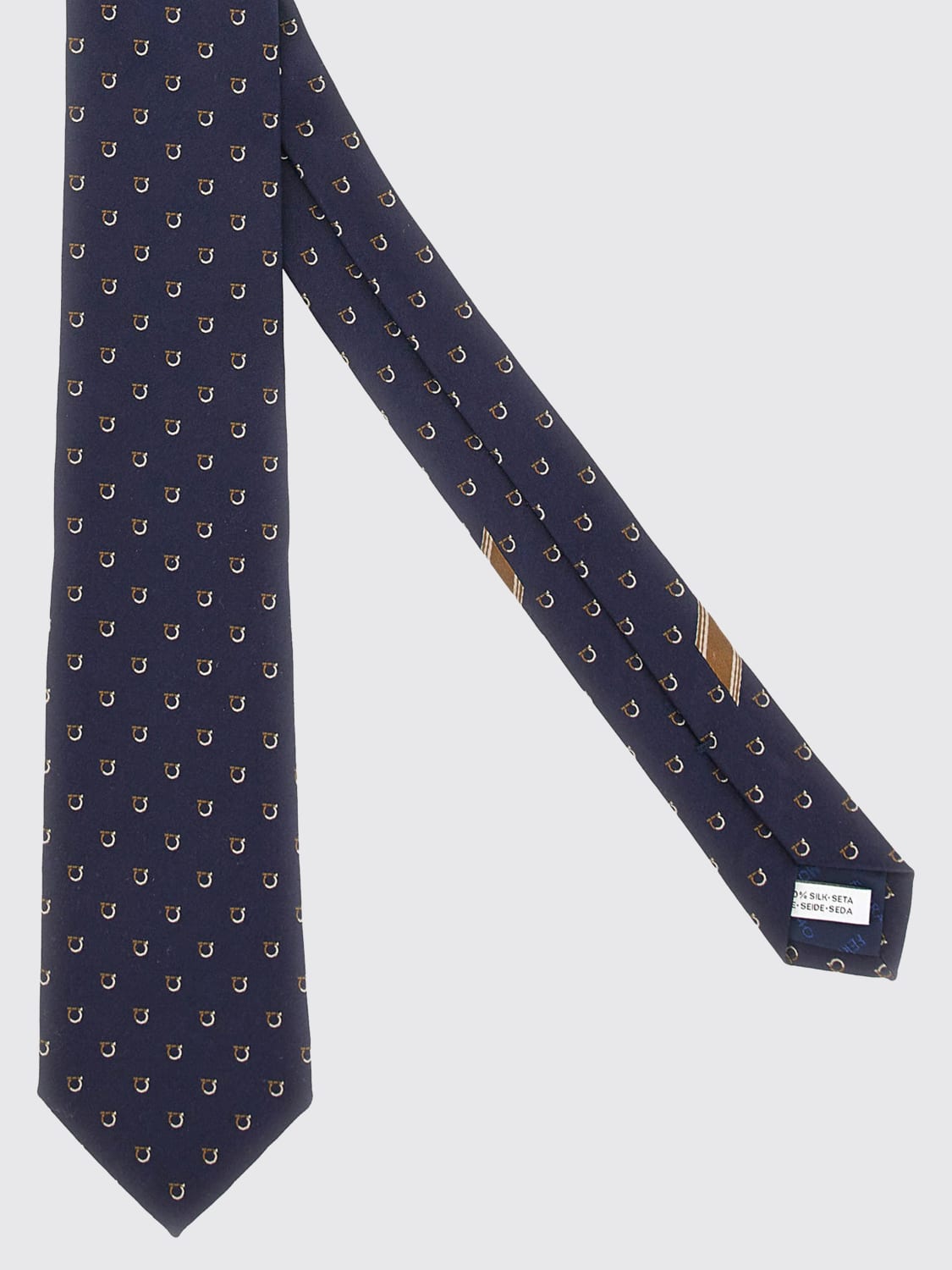 FERRAGAMO CRAVATTA: Cravatta Gancini Ferragamo in seta jacquard , Blue - Img 2