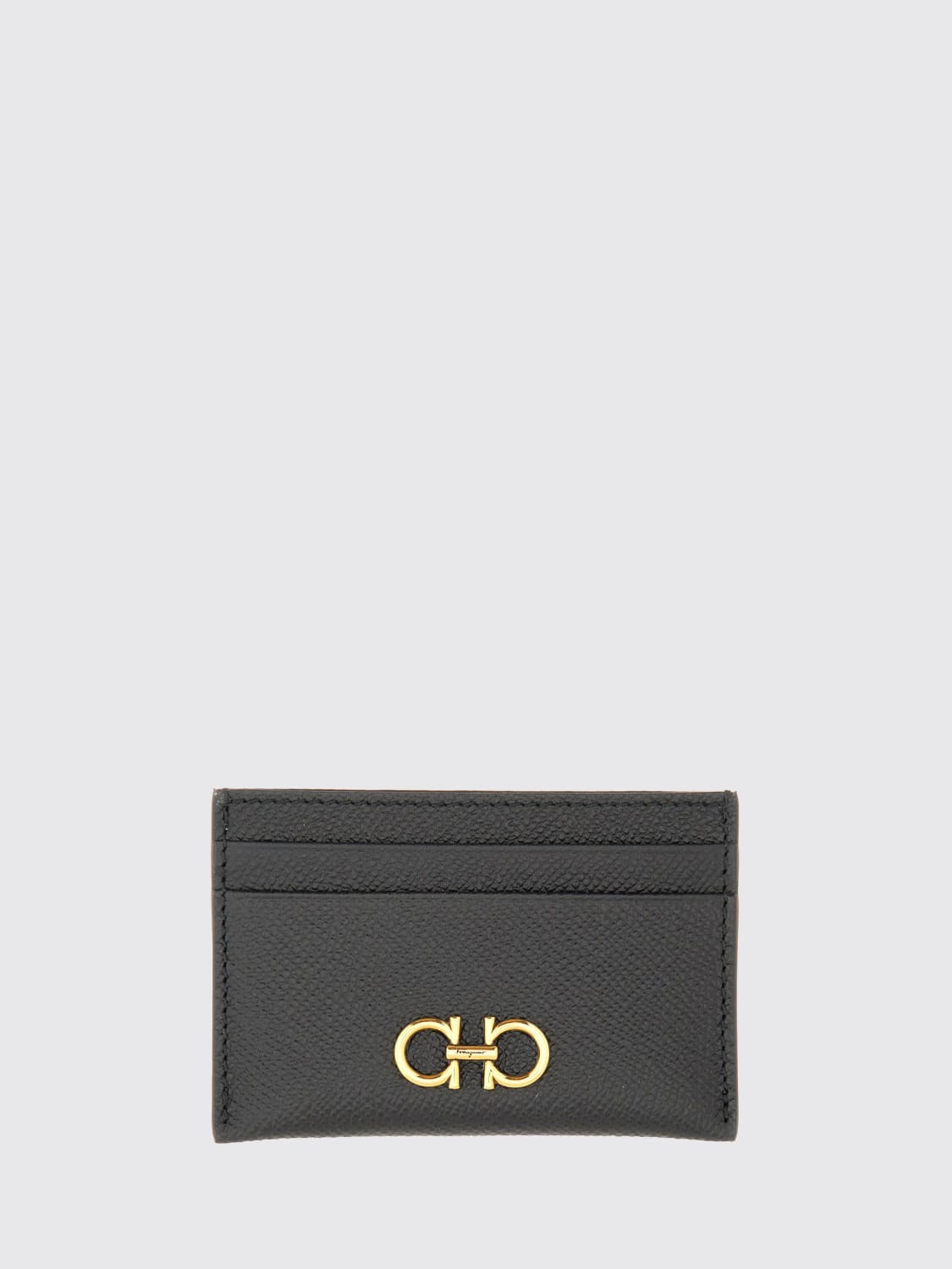 FERRAGAMO PORTAFOGLIO: Portacarte in pelle Gancini Ferragamo, Nero - Img 1