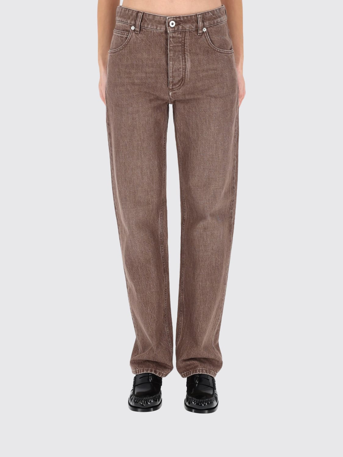 BOTTEGA VENETA JEANS: Jeans a 5 tasche in denim di cotone Bottega Veneta, Marrone - Img 1