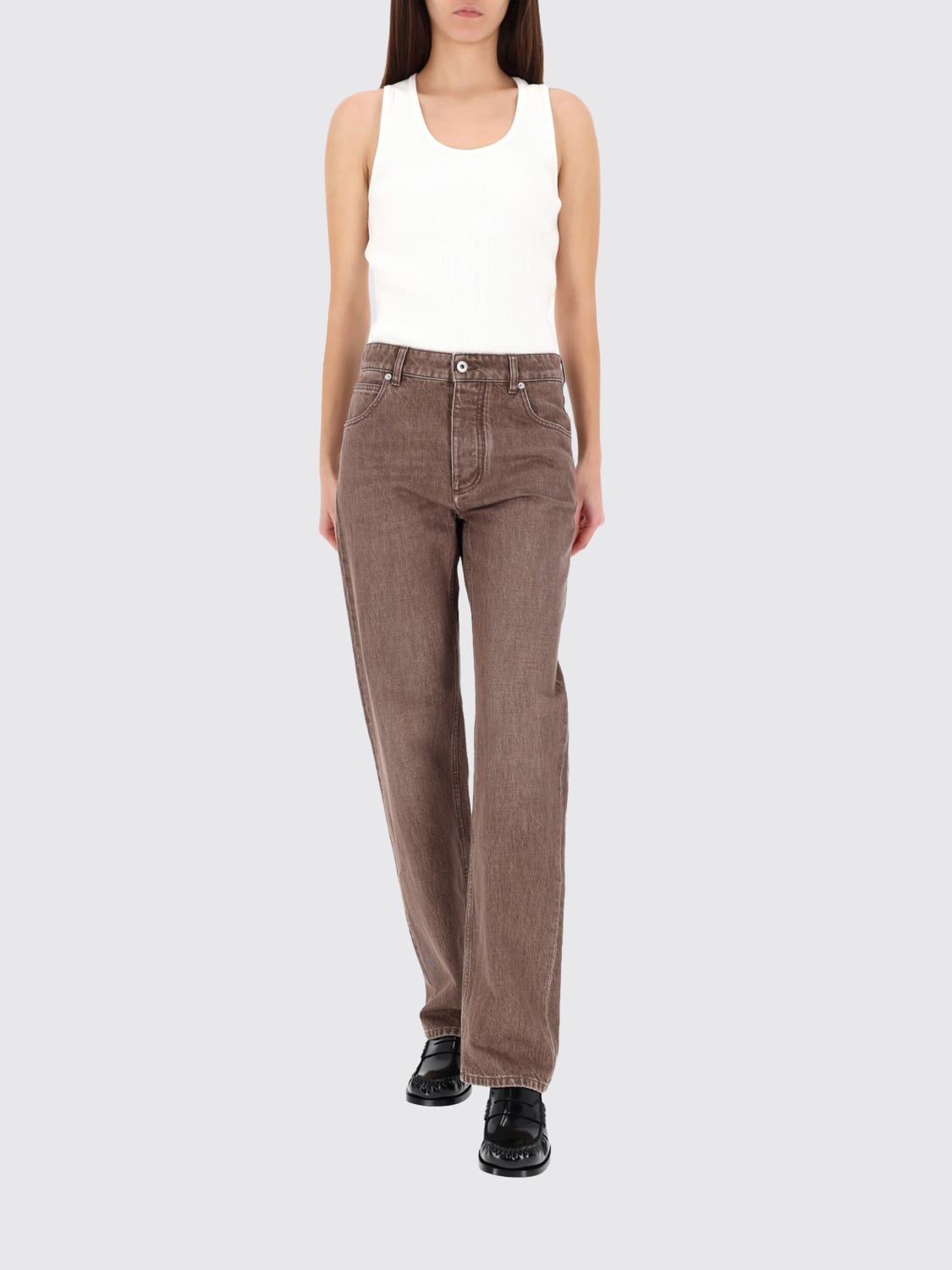 BOTTEGA VENETA JEANS: Jeans a 5 tasche in denim di cotone Bottega Veneta, Marrone - Img 2