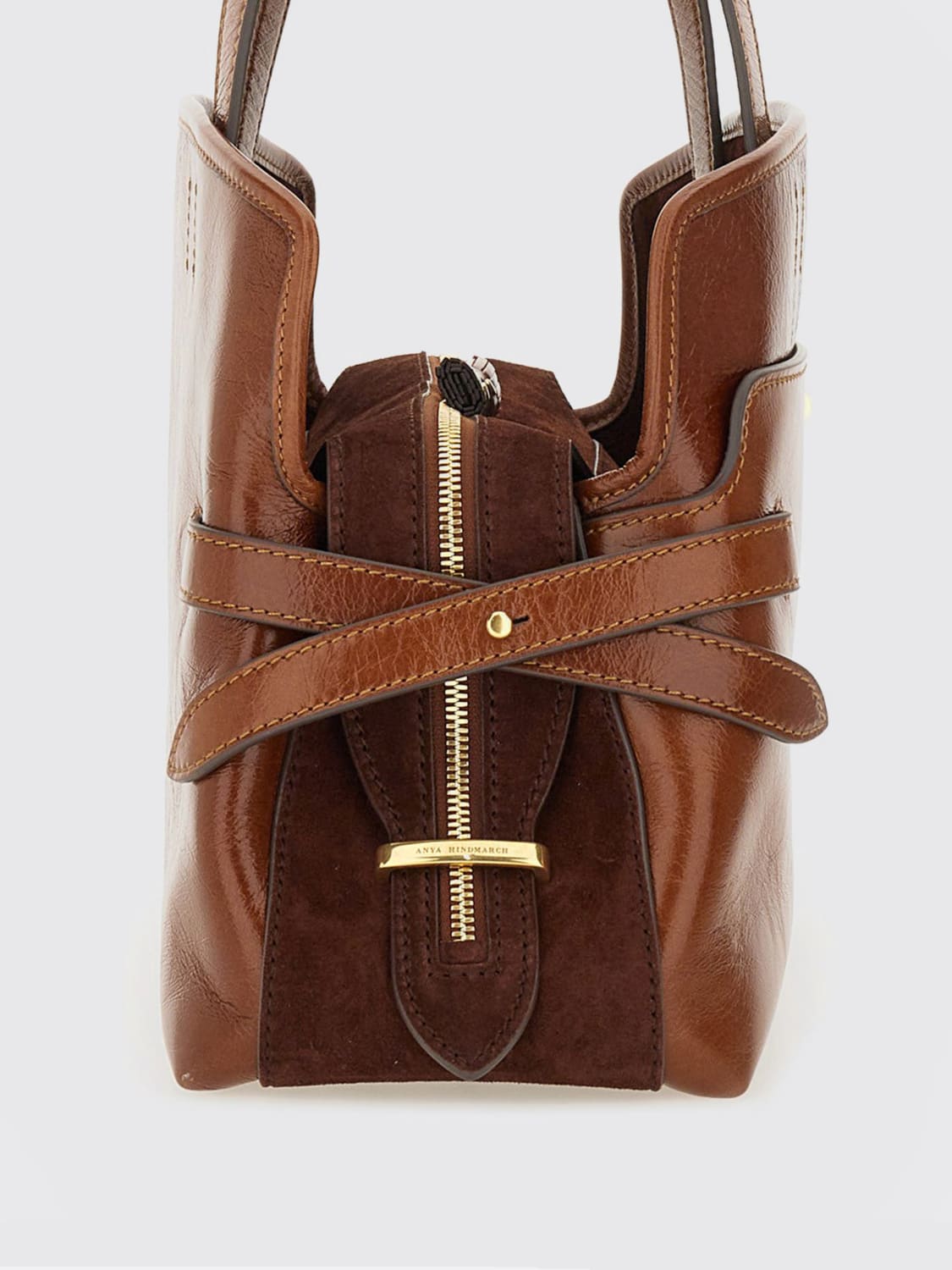 ANYA HINDMARCH BORSA A SPALLA: Borsa a spalla in pelle di vitello Anya Hindmarch, Cuoio - Img 3