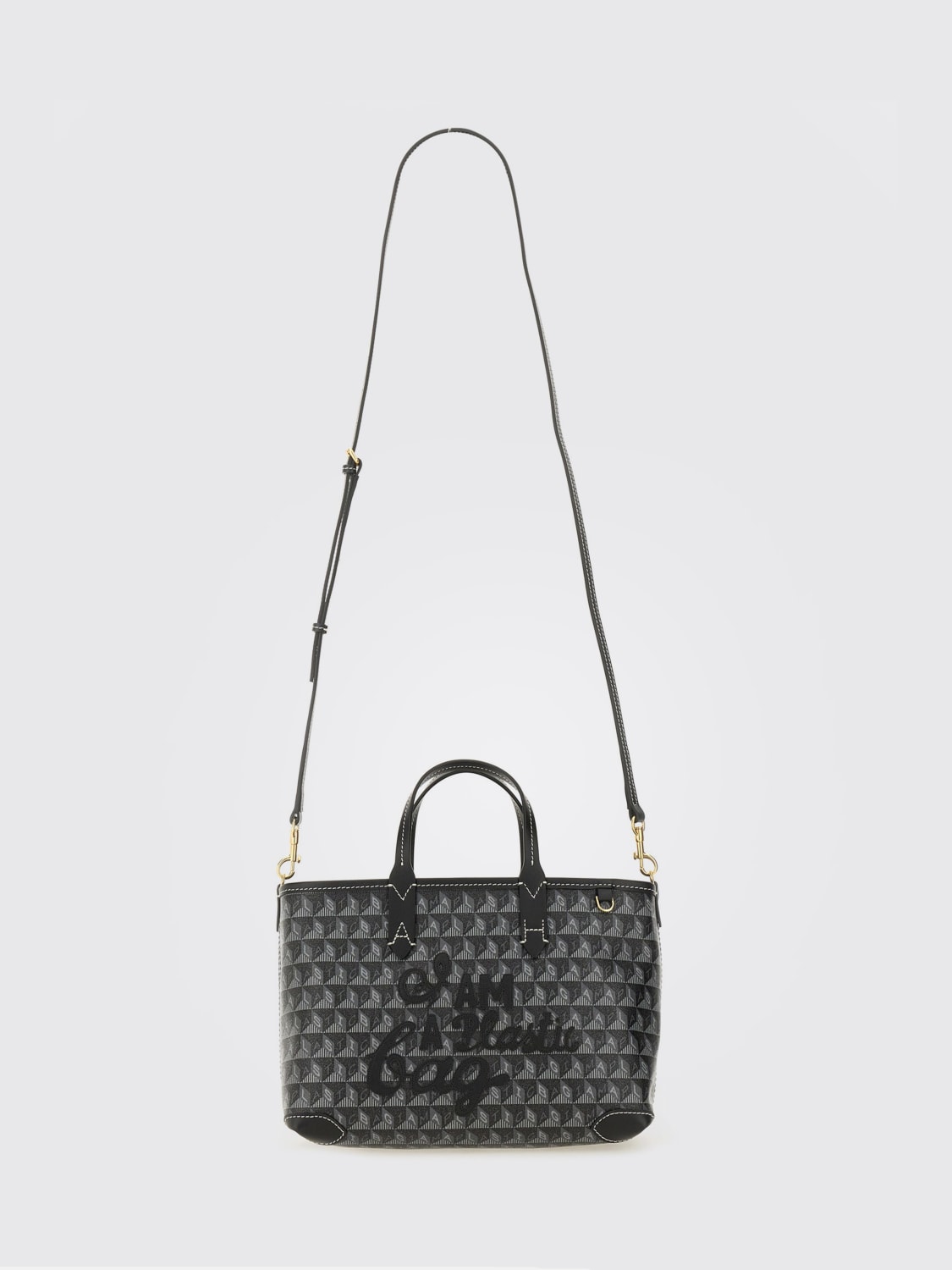 ANYA HINDMARCH BORSA TOTE: Borsa tote in canvas riciclato a fantasia Anya Hindmarch, Nero - Img 4