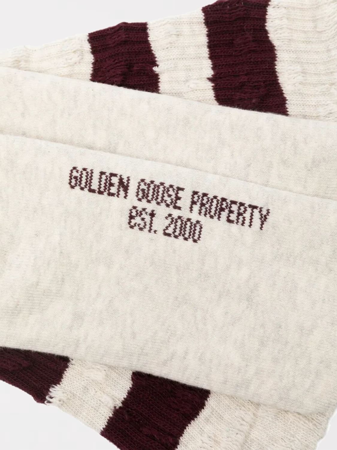 GOLDEN GOOSE CALZE: Calze in misto cotone a righe Golden Goose, Ecru - Img 2