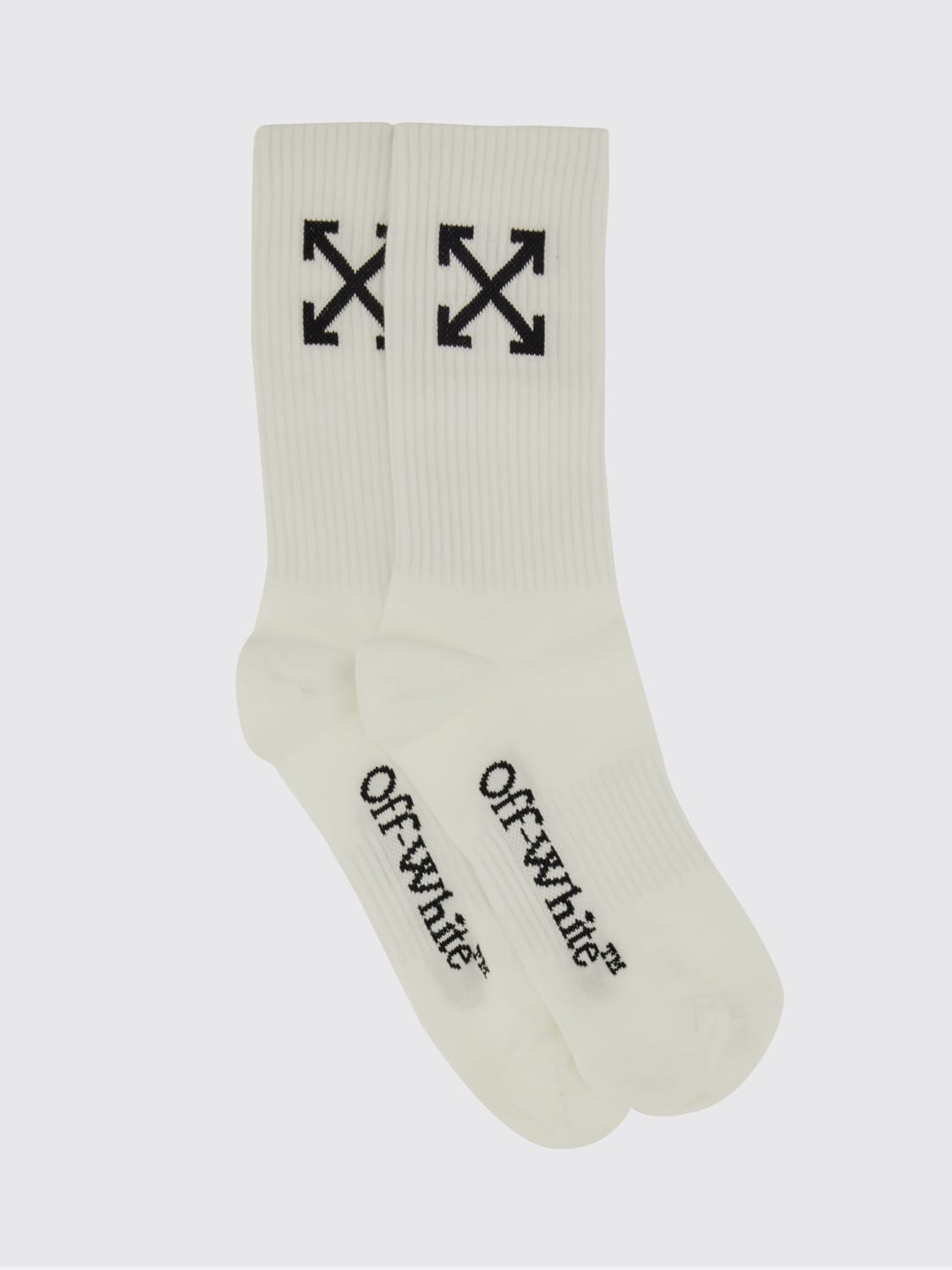 OFF-WHITE CALZE: Calze di cotone con logo Off-white, Bianco - Img 1