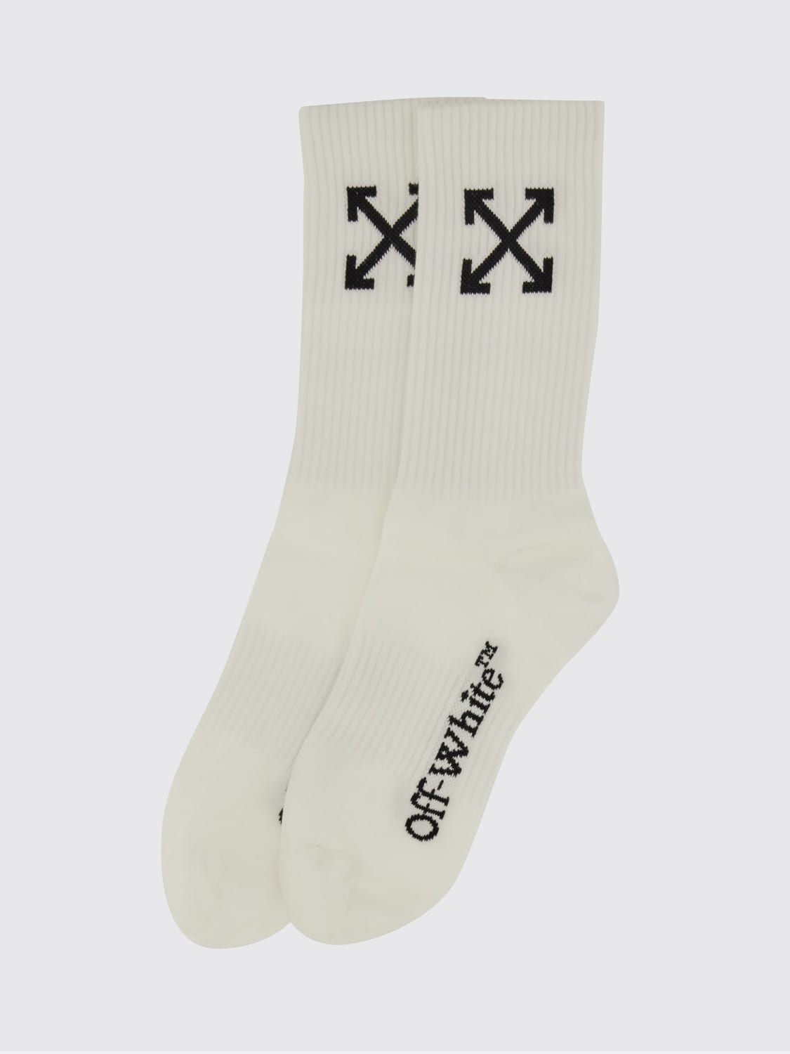 OFF-WHITE CALZE: Calze di cotone con logo Off-white, Bianco - Img 2