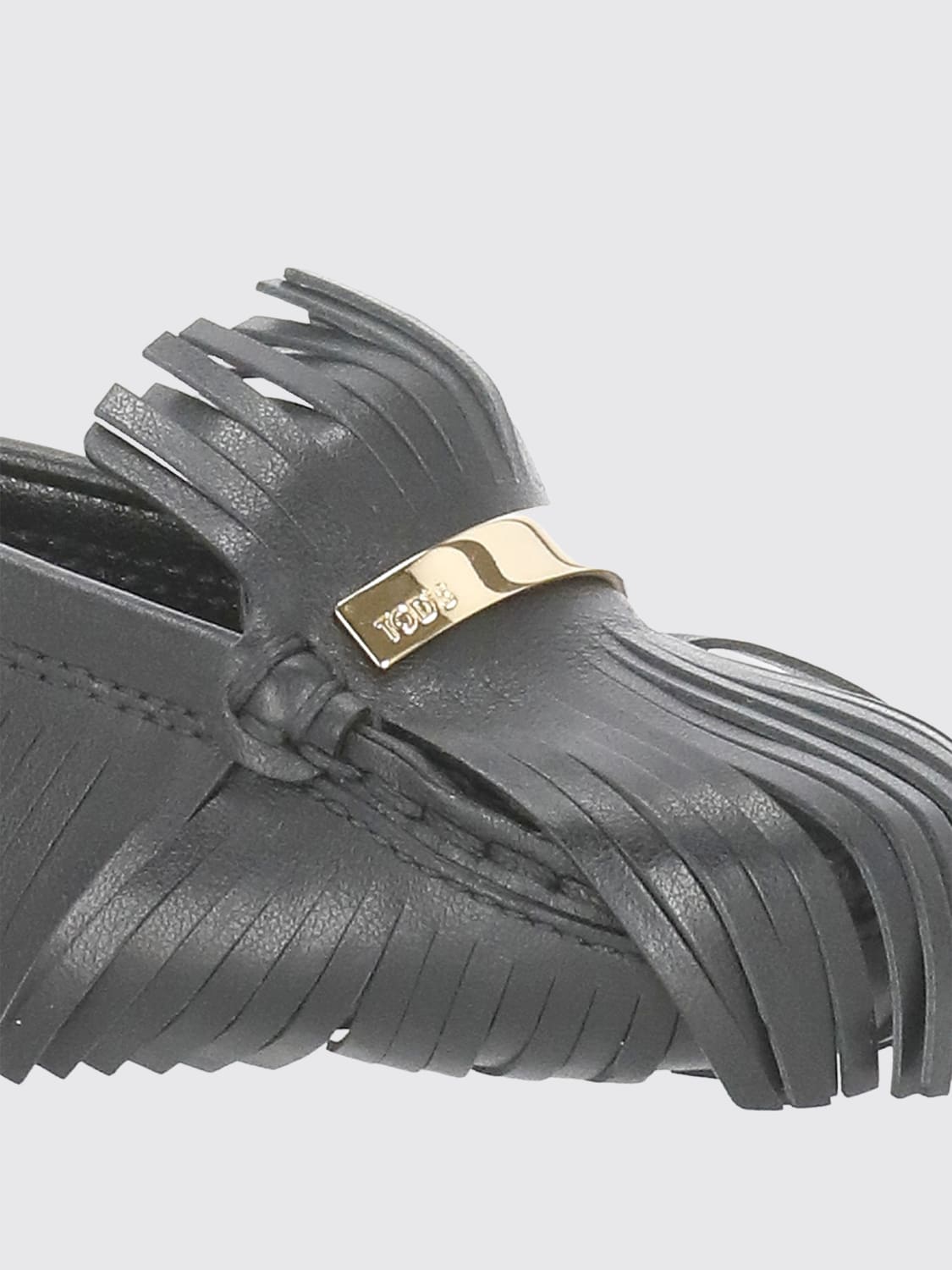 TOD'S PORTACHIAVI: Portachiavi Gommino Driving Shoe Tod's in pelle sfrangiata , Nero - Img 2