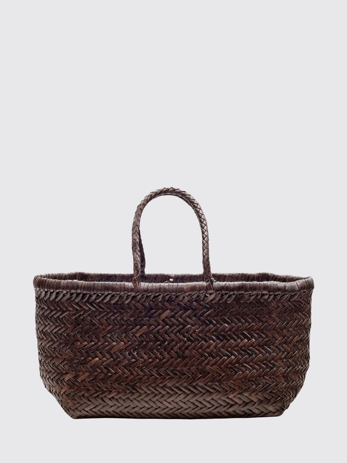 DRAGON DIFFUSION BORSA A MANO: Borsa Mini Flat Gora Dragon Diffusion in pelle intrecciata , Marrone - Img 2