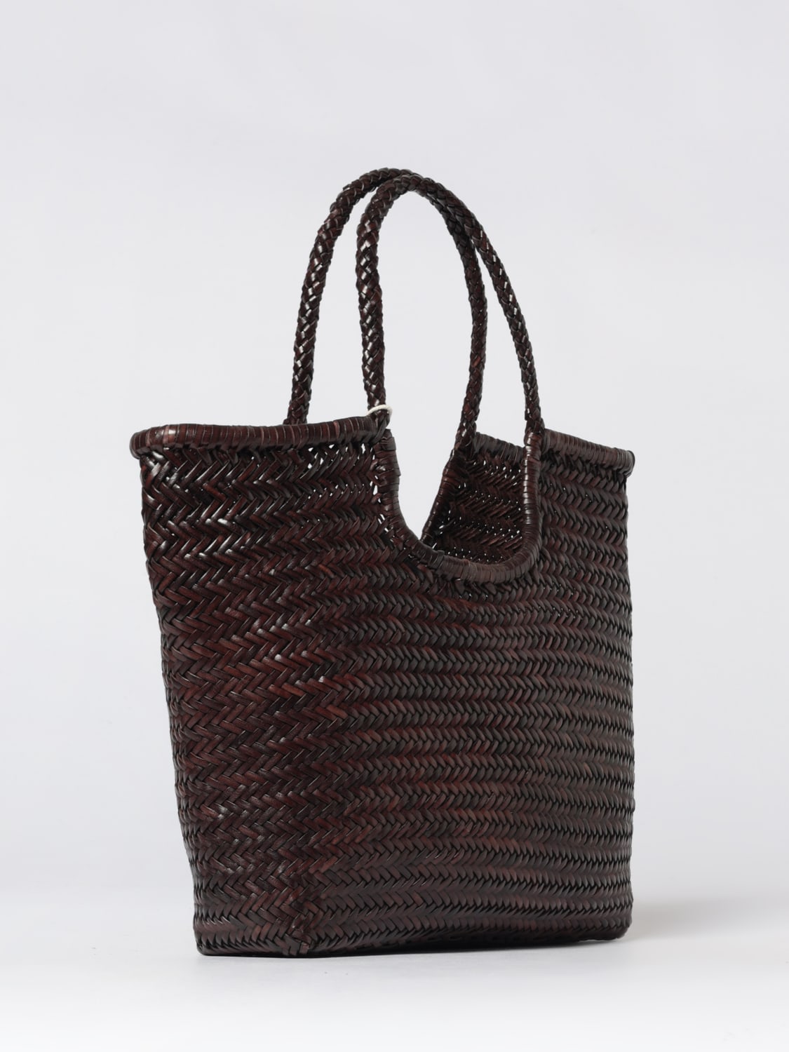 DRAGON DIFFUSION BORSA A SPALLA: Borsa NS Diagonal Triple Jump Dragon Diffusion in pelle intrecciata , Marrone - Img 2